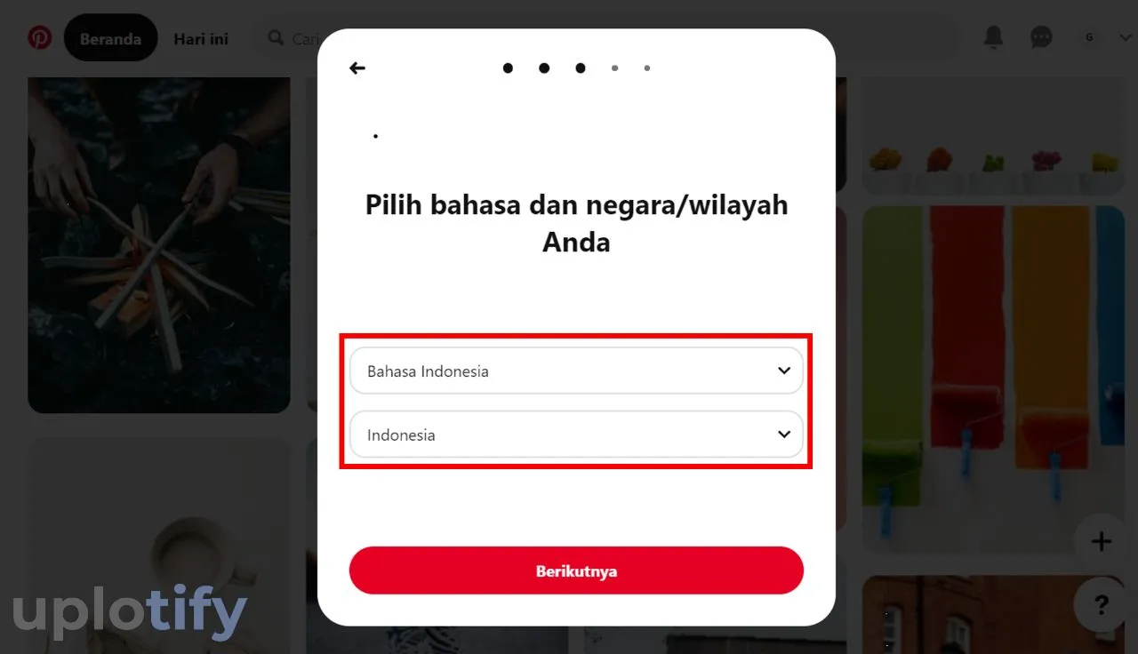 Atur Bahasa dan Lokasi Pinterest