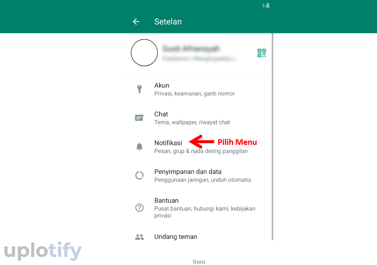 Ketuk Menu Notifikasi WA