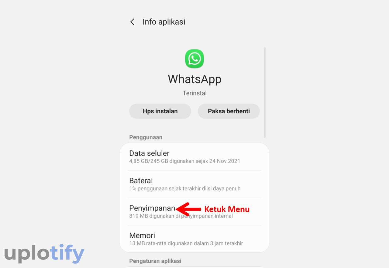 buka menu penyimpanan whatsapp