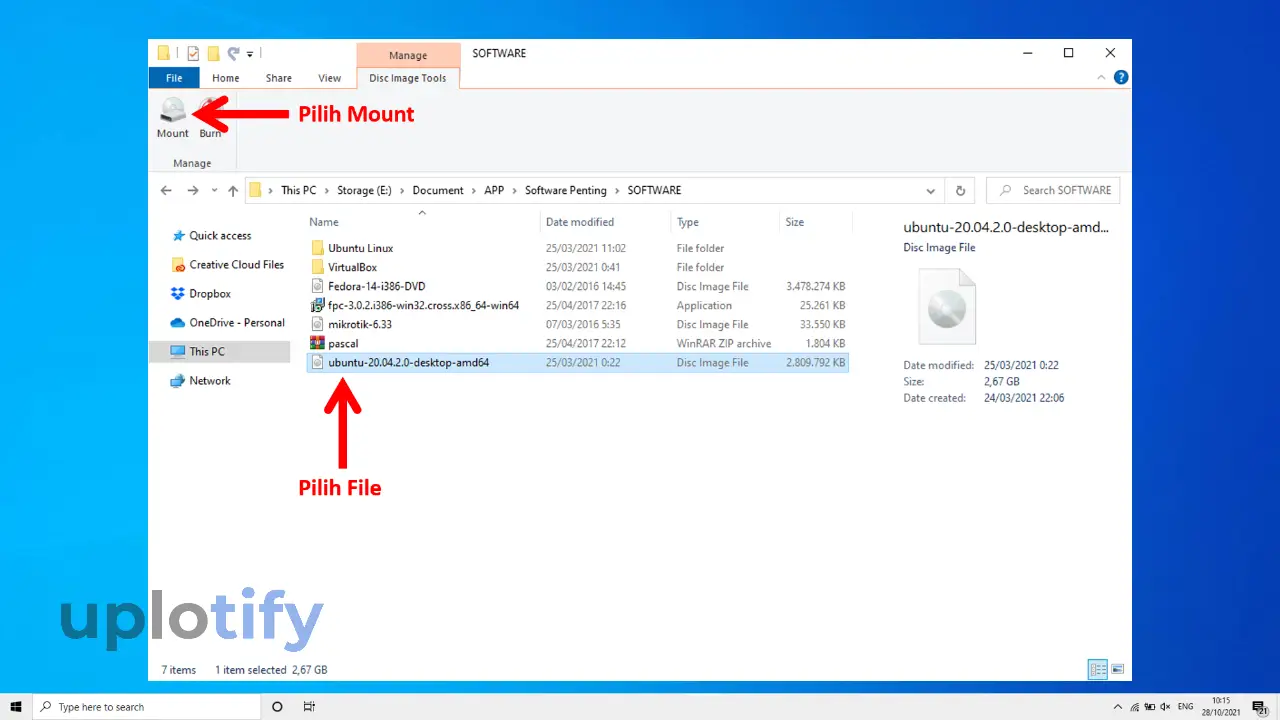 Menu Mount di File Explorer