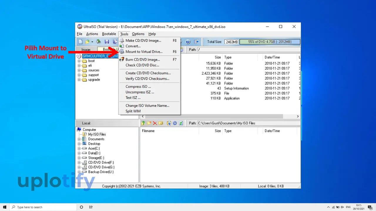 Opsi Mount to Virtual Drive