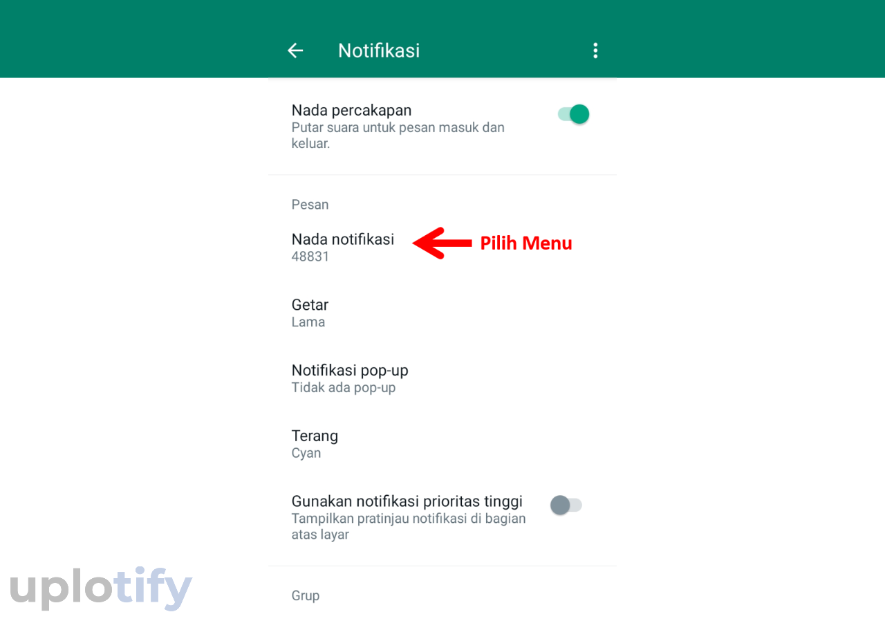 Pilih Nada Notifikasi WA