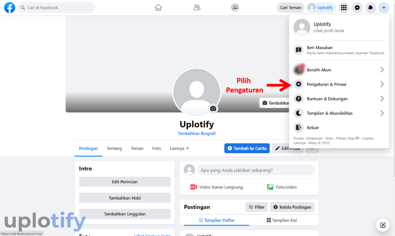 Buka Pengaturan Dan Privasi di Facebook