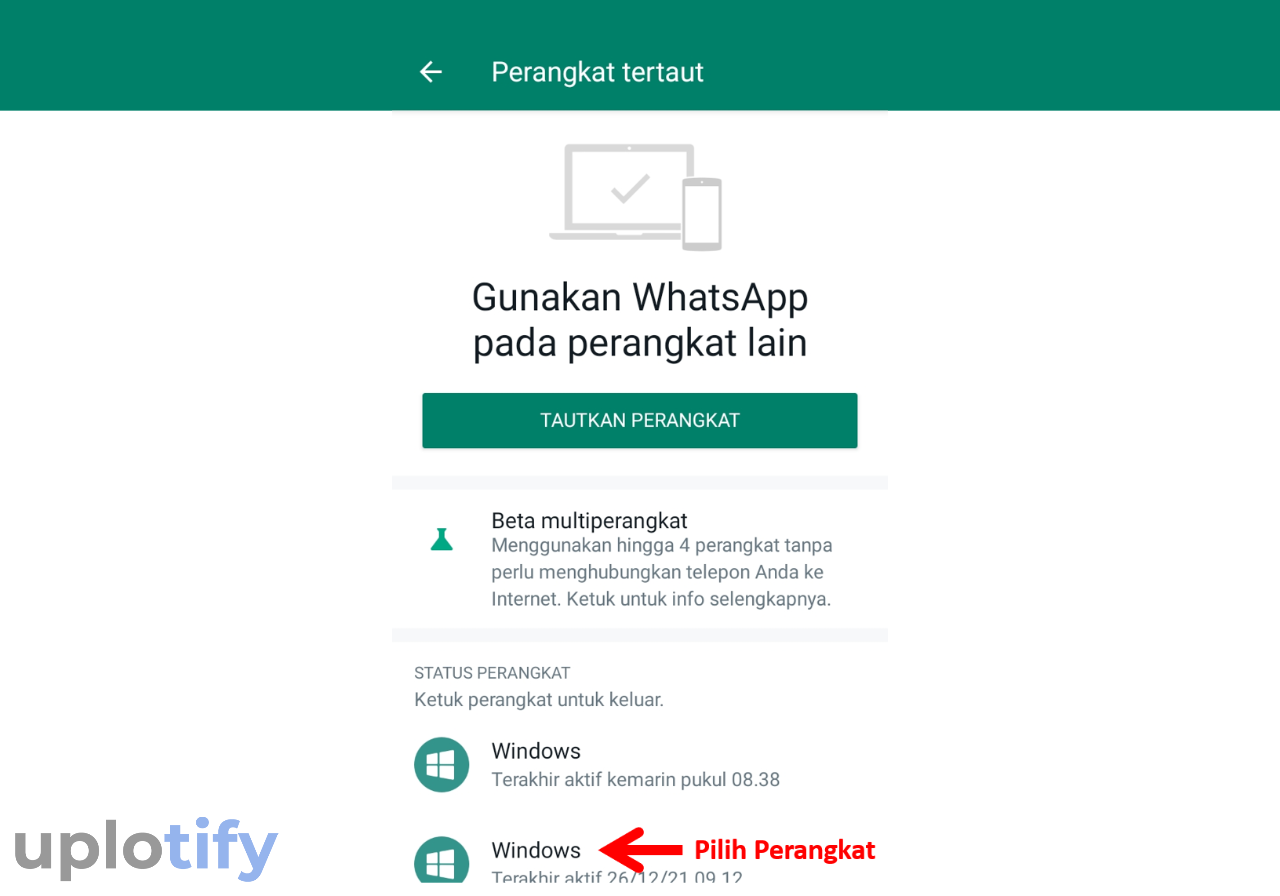 pilih perangkat yang ingin dihapus