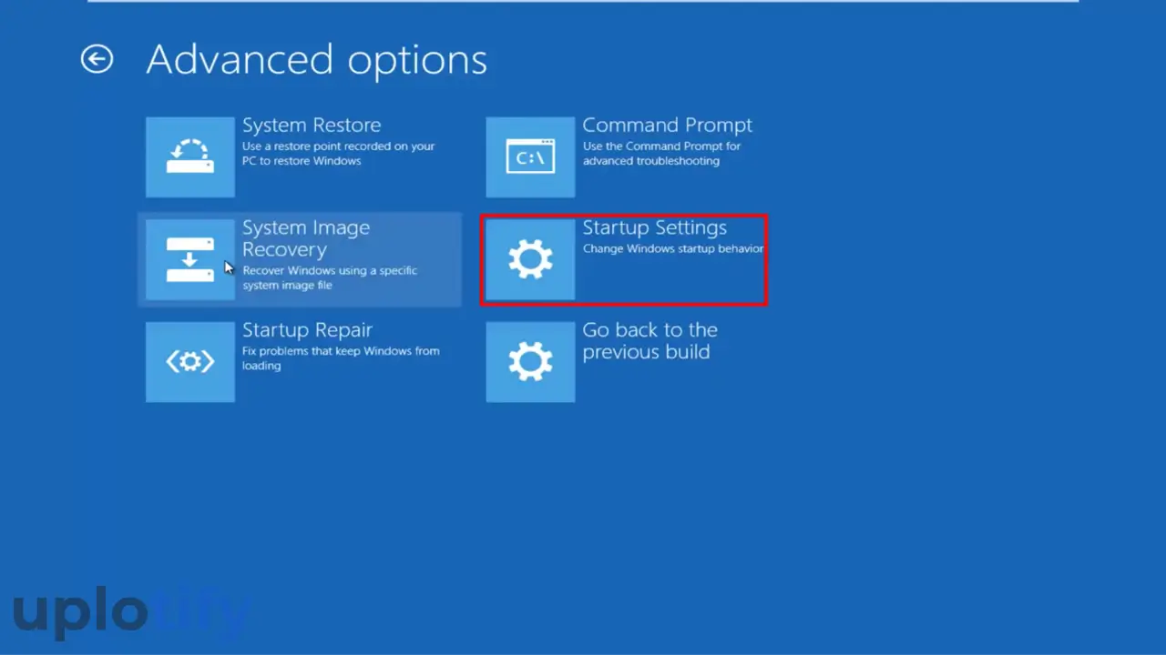 Menu Startup Settings Windows