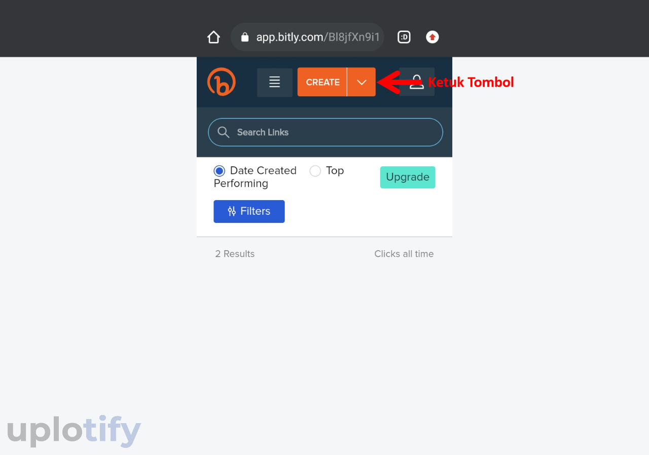 Ketuk Tombol Create di Bitly