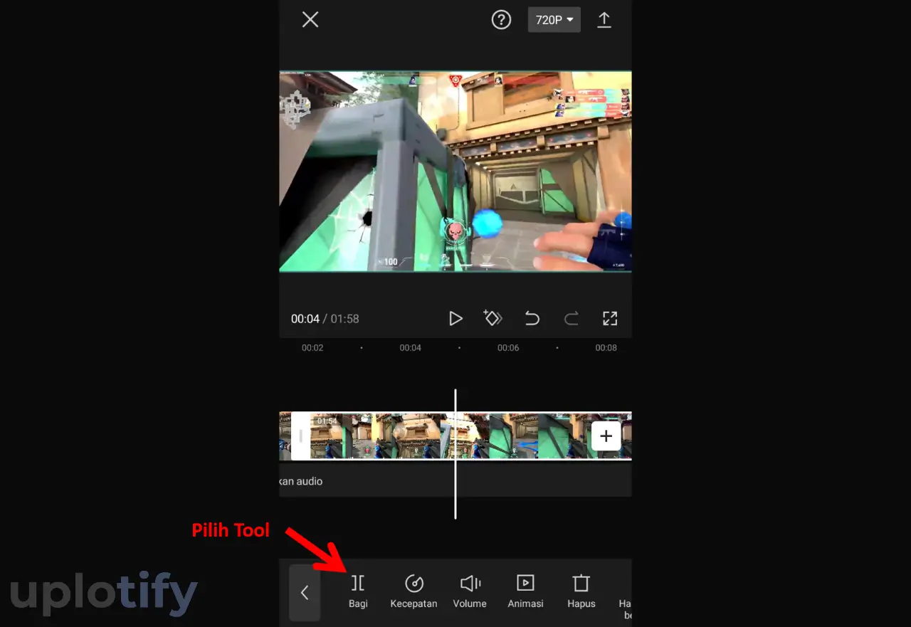 Pilih Tool Bagi di CapCut