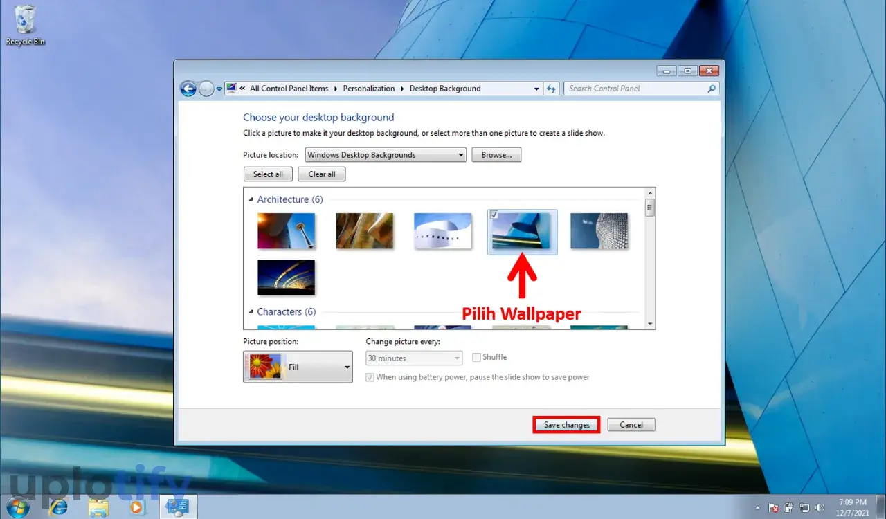 Pilih Wallpaper di Windows 7