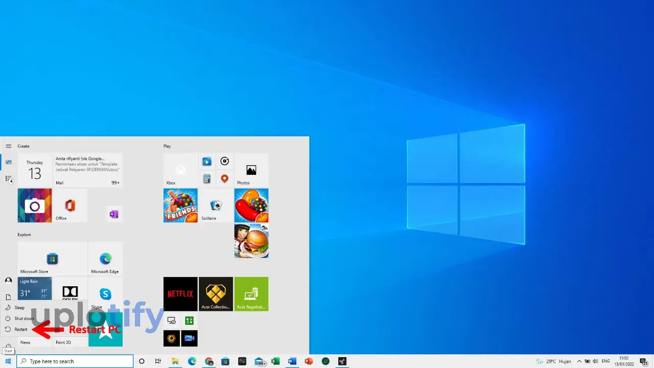 Mulai Ulang PC atau Laptop