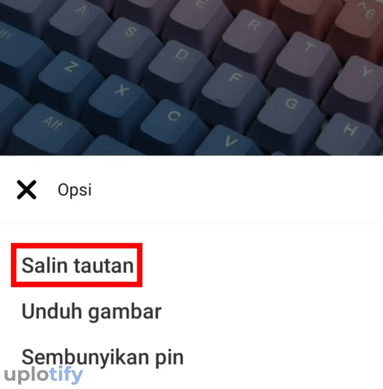 Opsi Salin Tautan Pinterest