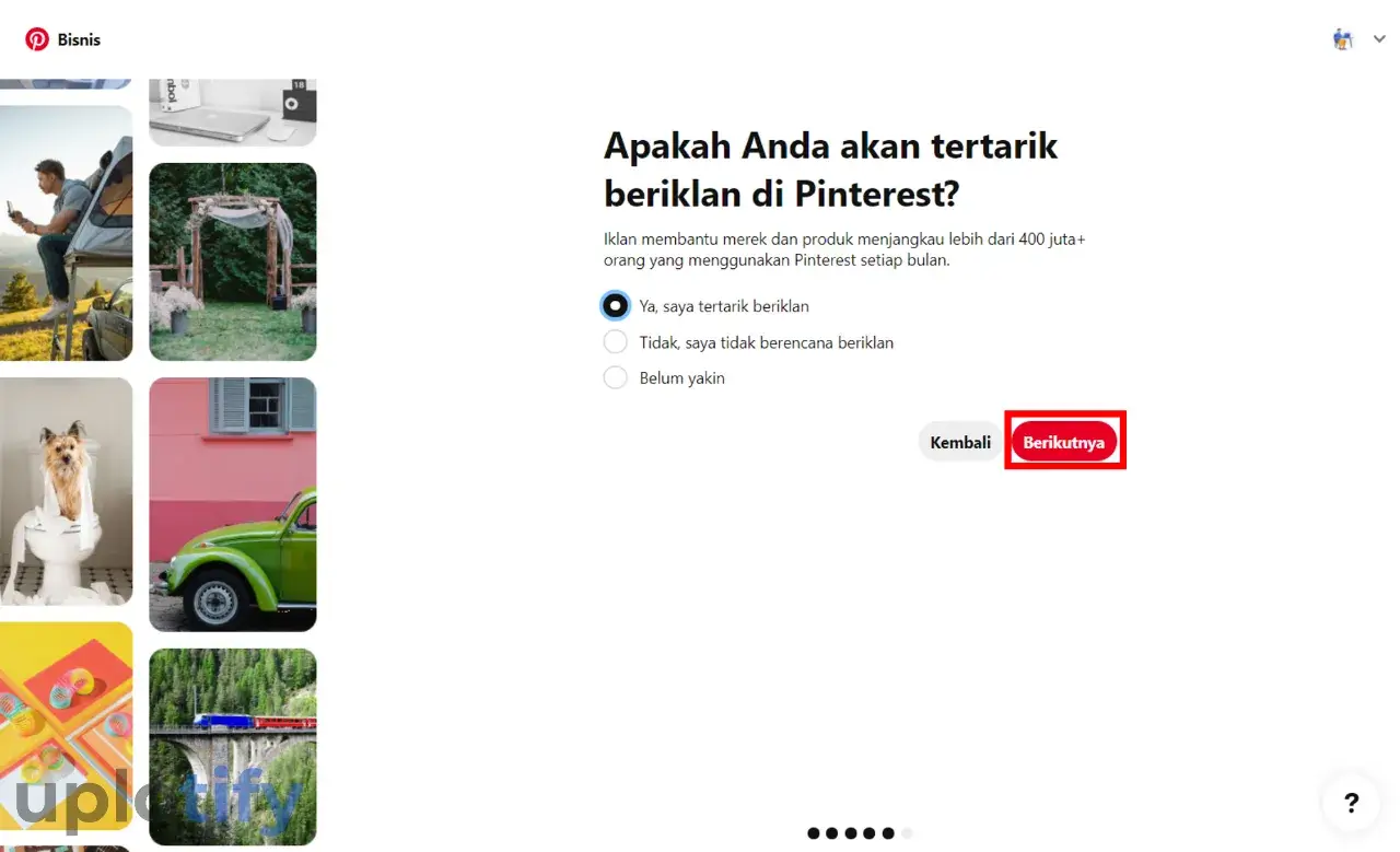 Konfirmasi Iklan di Pinterest