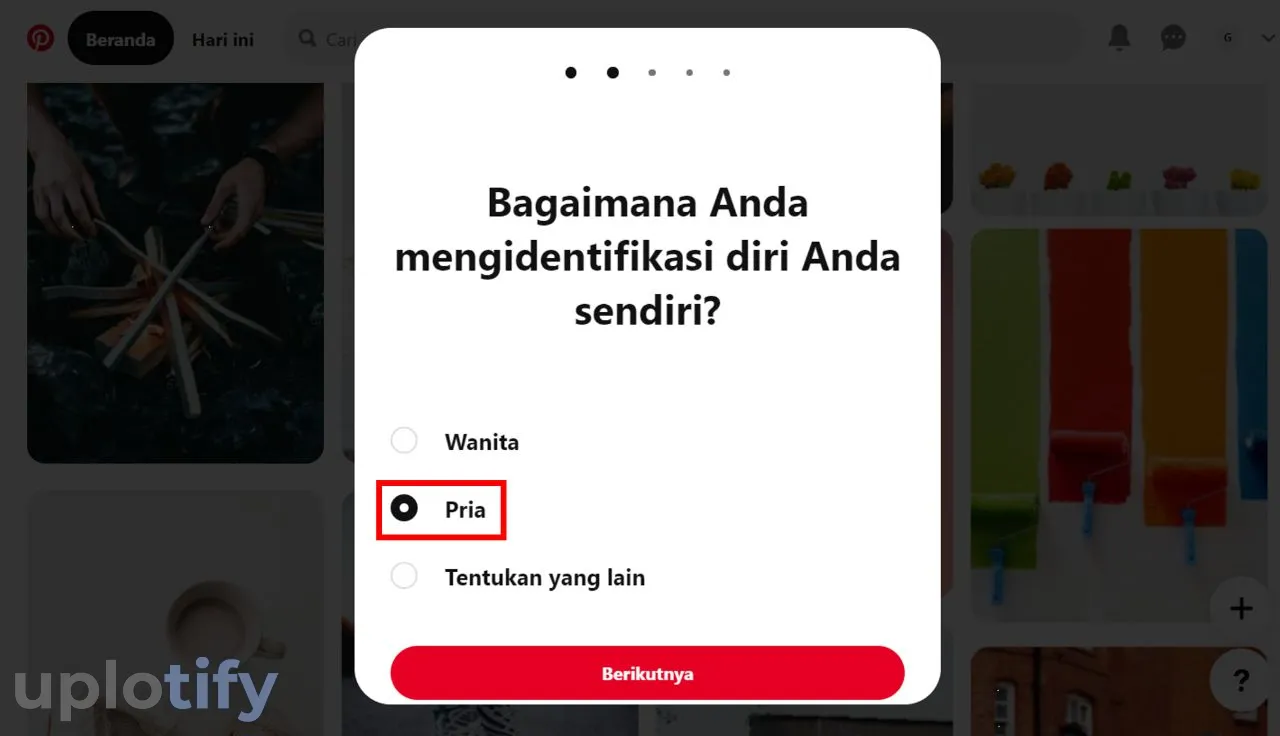 Tentukan Jenis Kelamin di Aplikasi Pinterest