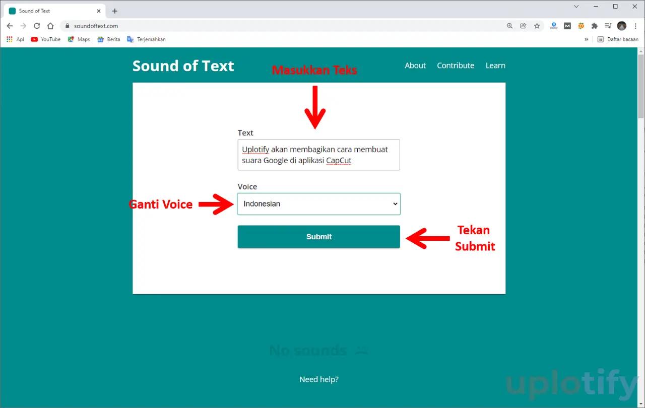 Tulis Teks di Soundoftext