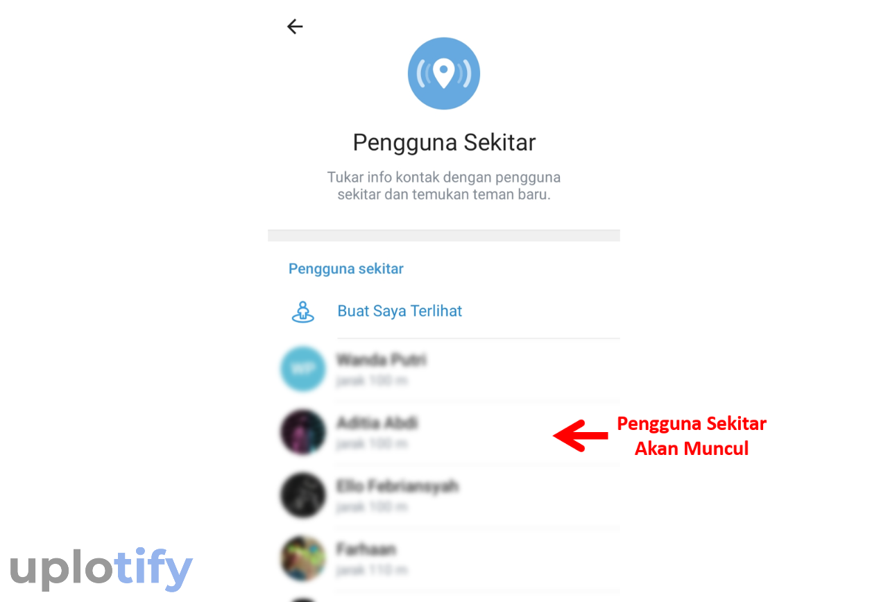 Pengguna Sekitar Berhasil Muncul