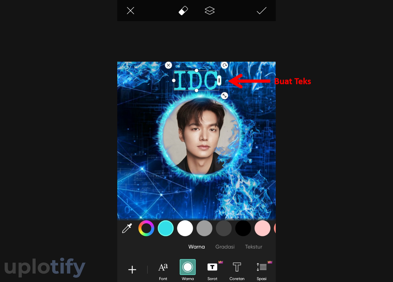 Buat Teks di PicsArt