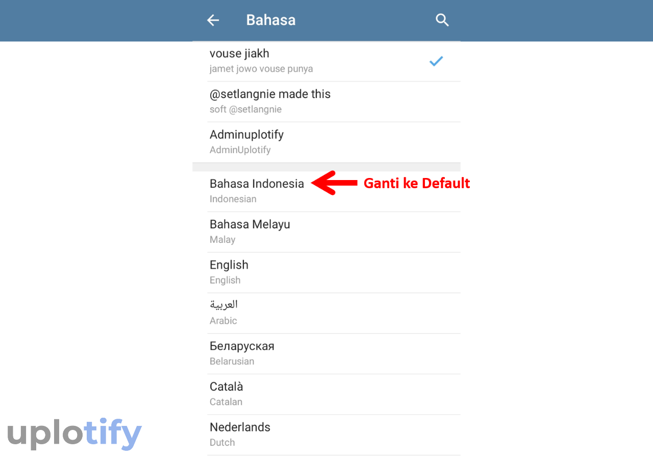 Ubah ke Bahasa Default