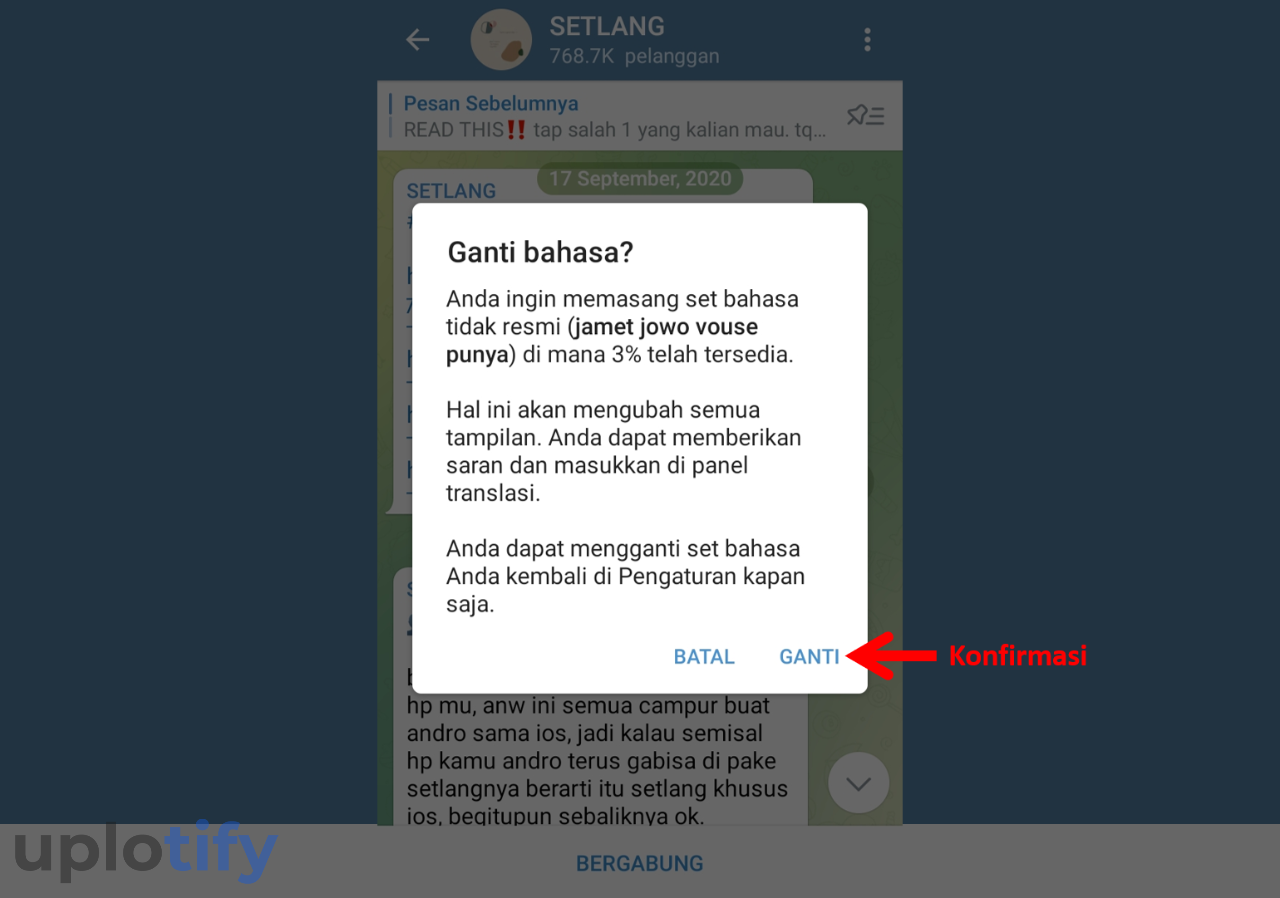 Konfirmasi Ganti Setlang