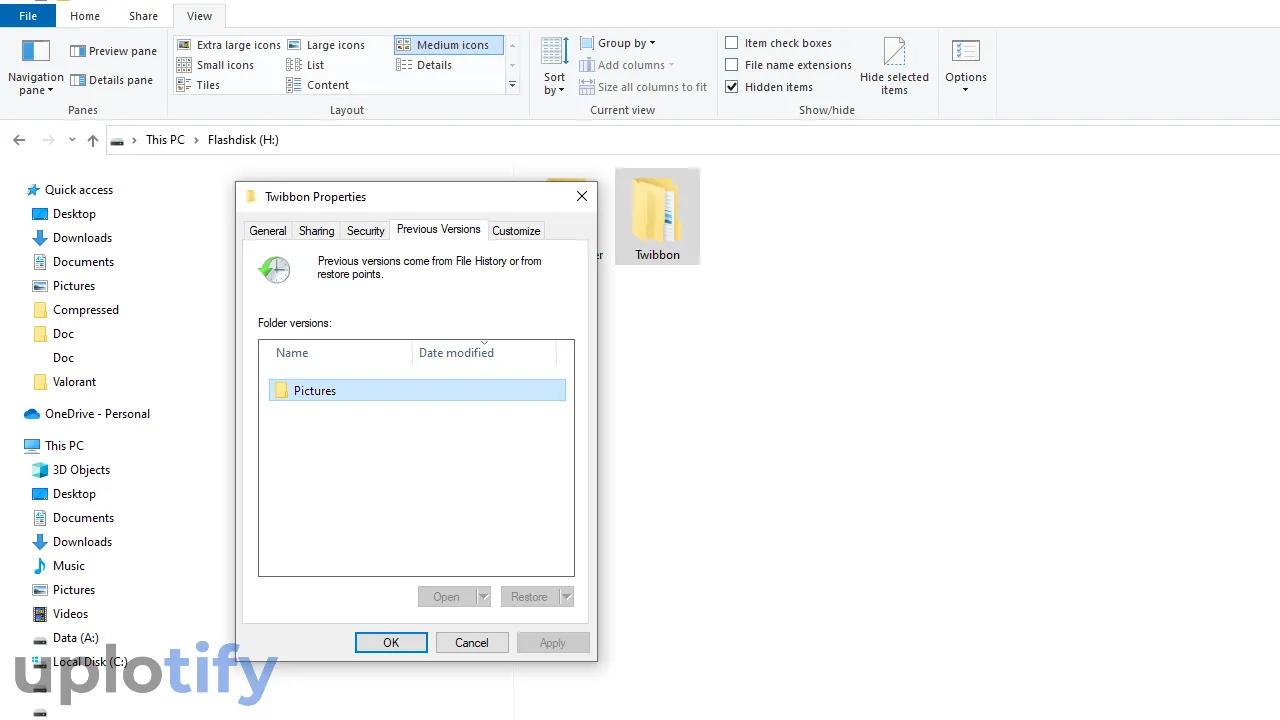 Restore Data Flashdisk di Previous Version