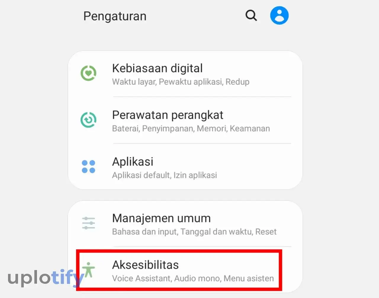 Buka Pengaturan Aksesibilitas