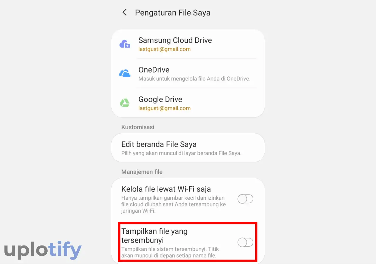 Mengaktifkan Hidden File Terlihat