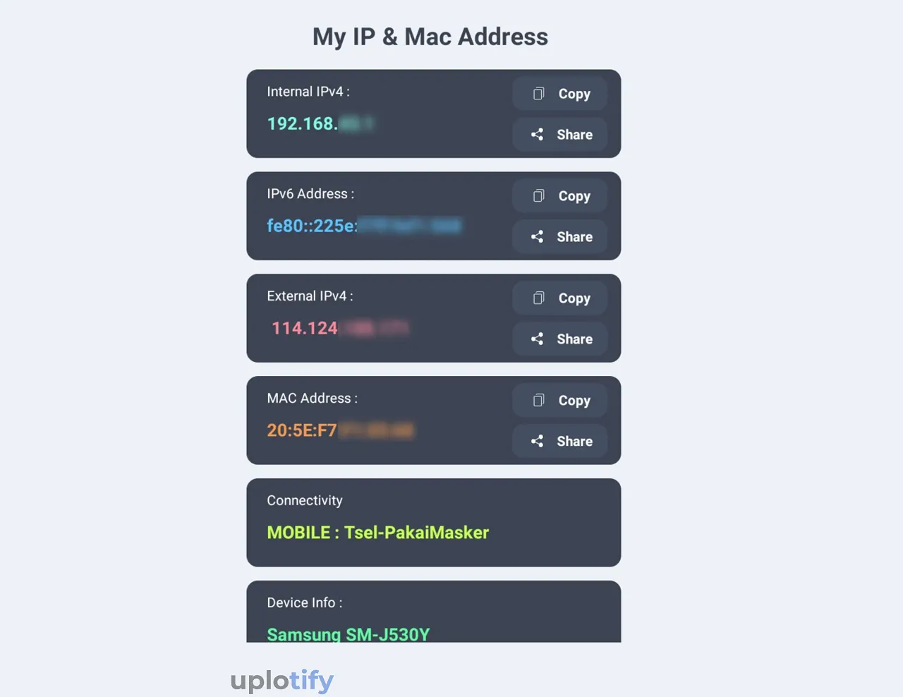 Lihat MAC Address di My IP and MAC Address