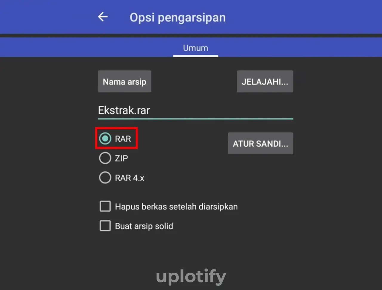 Ubah File Menjadi RAR