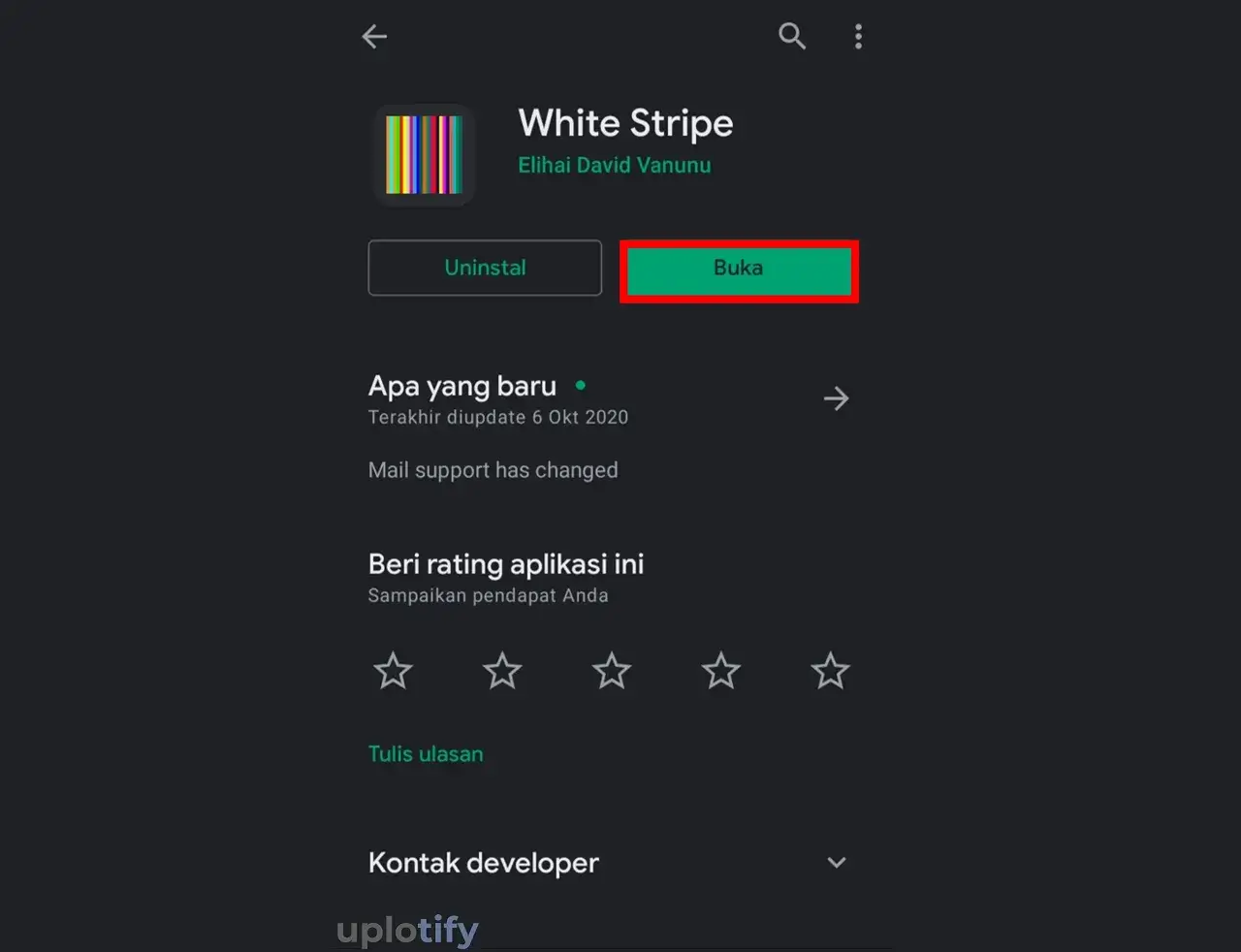 Pasang Aplikasi White Stripe