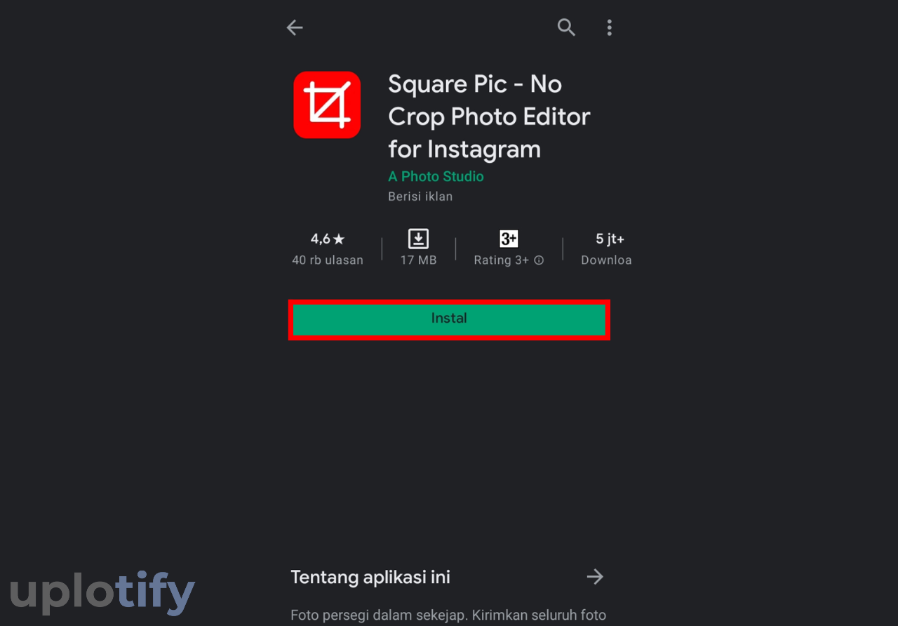 Pasang Aplikasi SquarePic