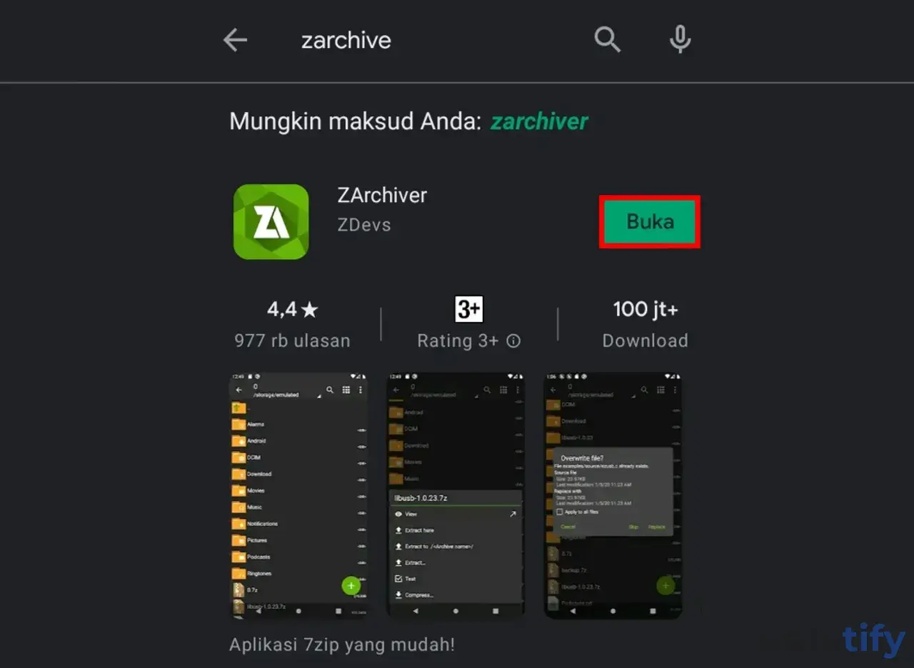 Jalankan Aplikasi ZArchiver