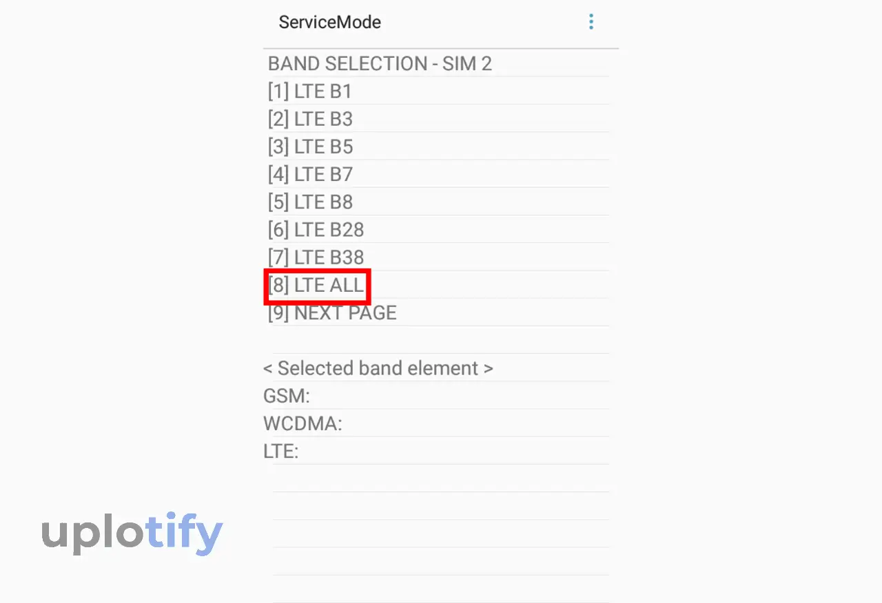 Pilih LTE ALL
