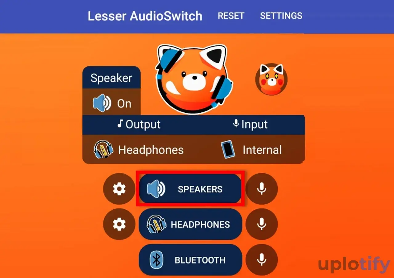 Pilih Menu Speakers