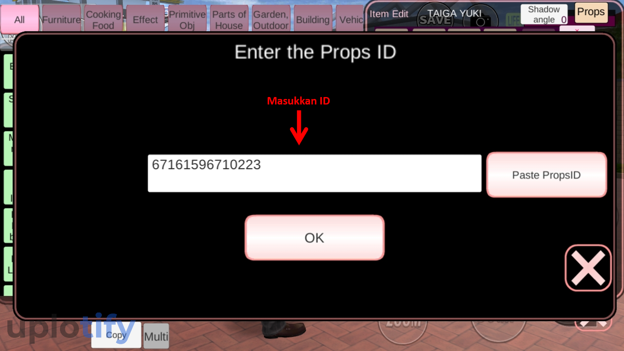 Ketikkan ID Props Bangunan