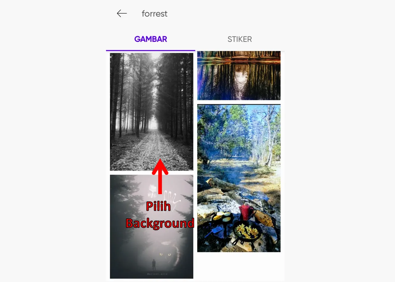 Pilih Background Gambar di PicsArt