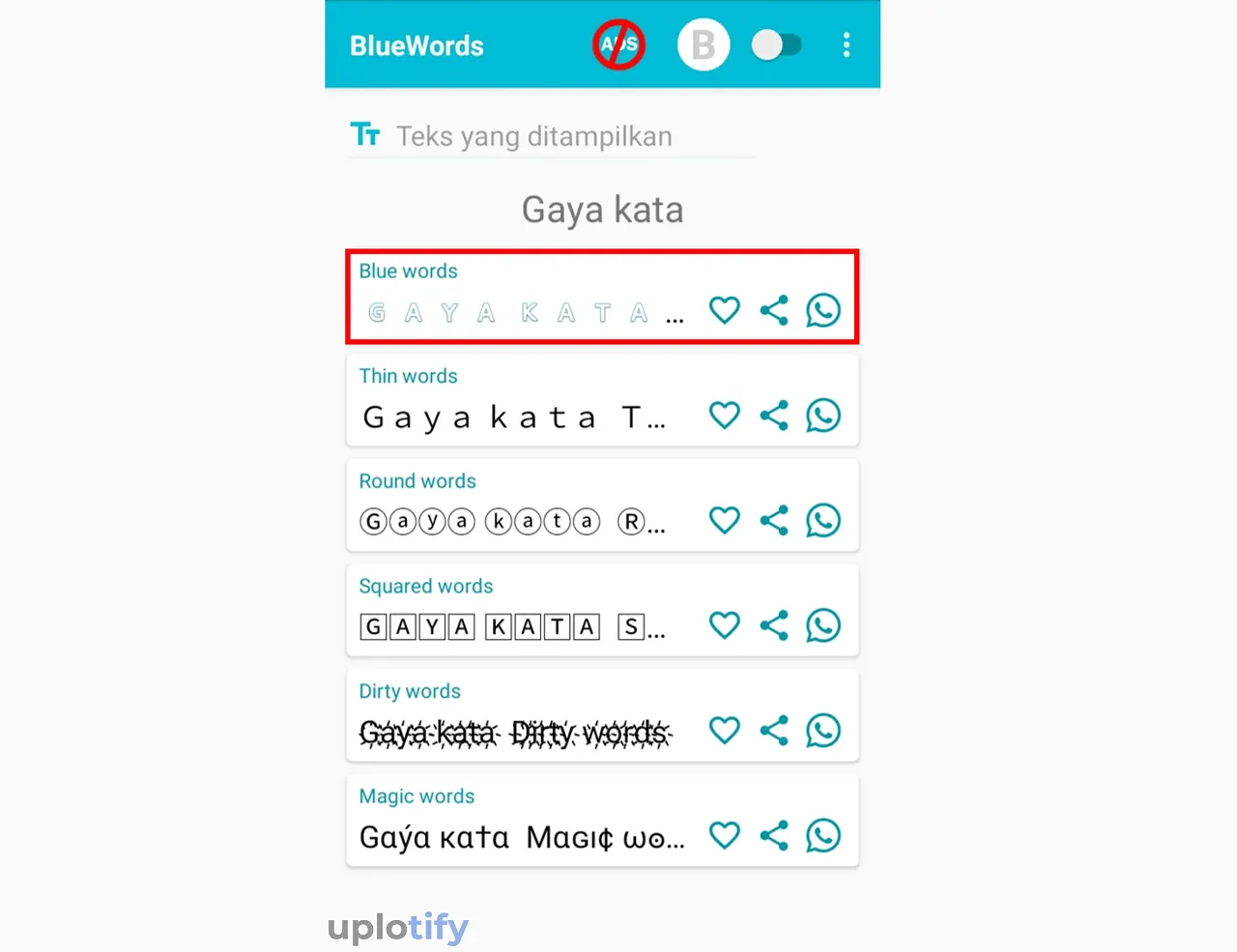 Klik Gaya Kaya Blue Words