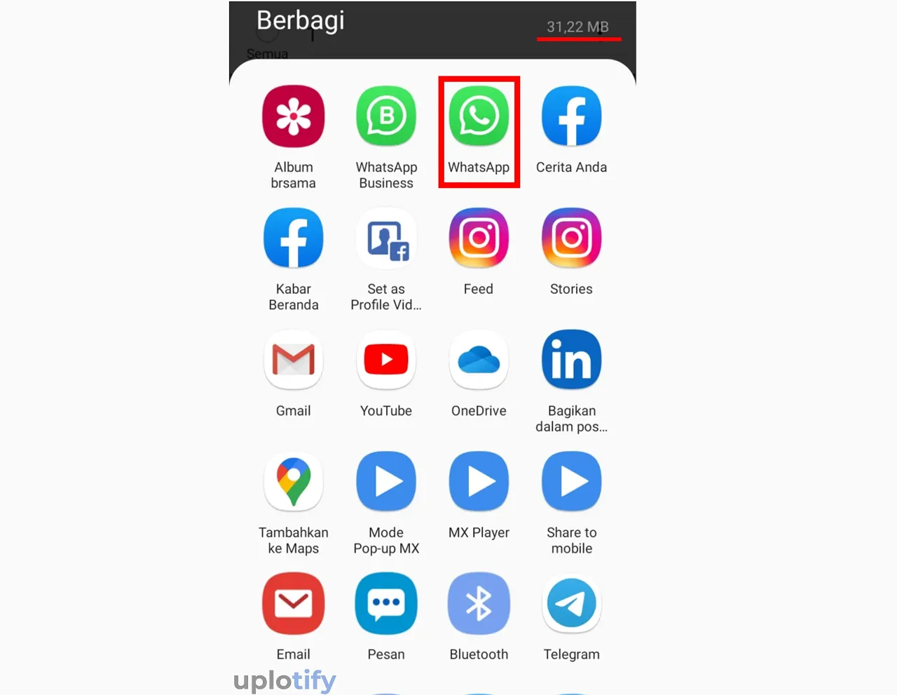 Klik Menu Bagikan Ke WhatsApp