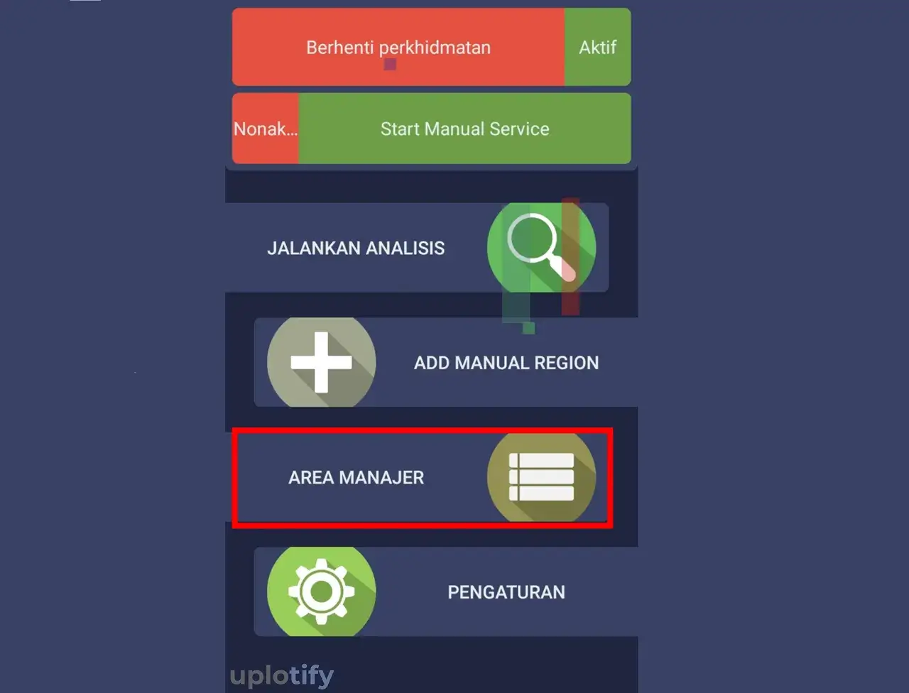Klik Menu Area Manager