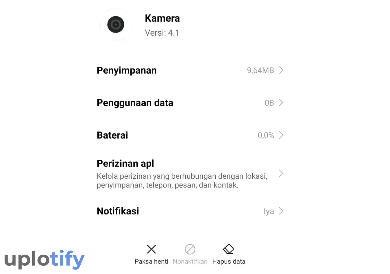 Menu Hapus Data Kamera HP Android