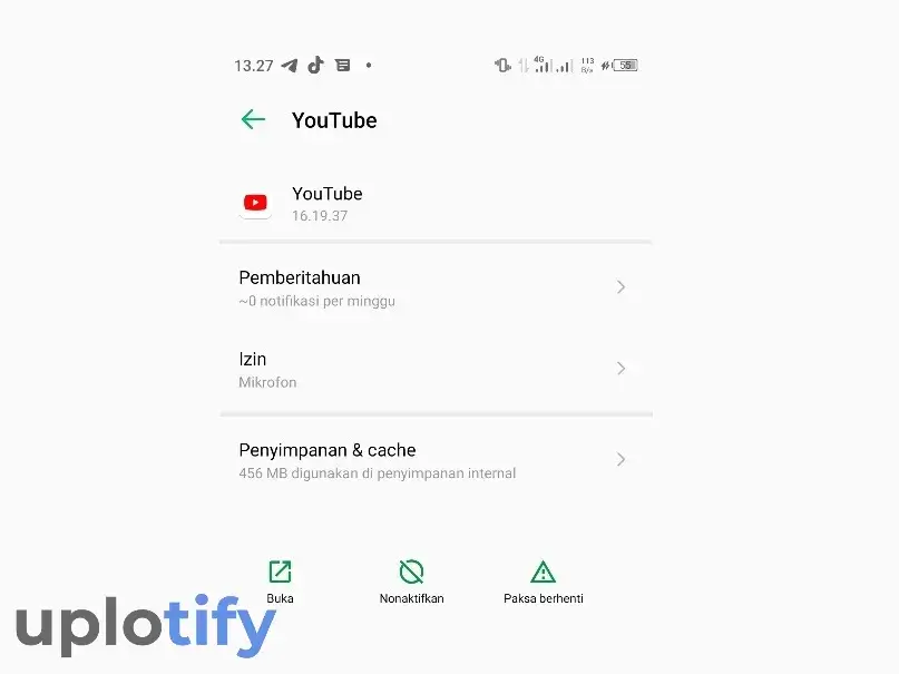 Menu Nonaktifkan YouTube di HP