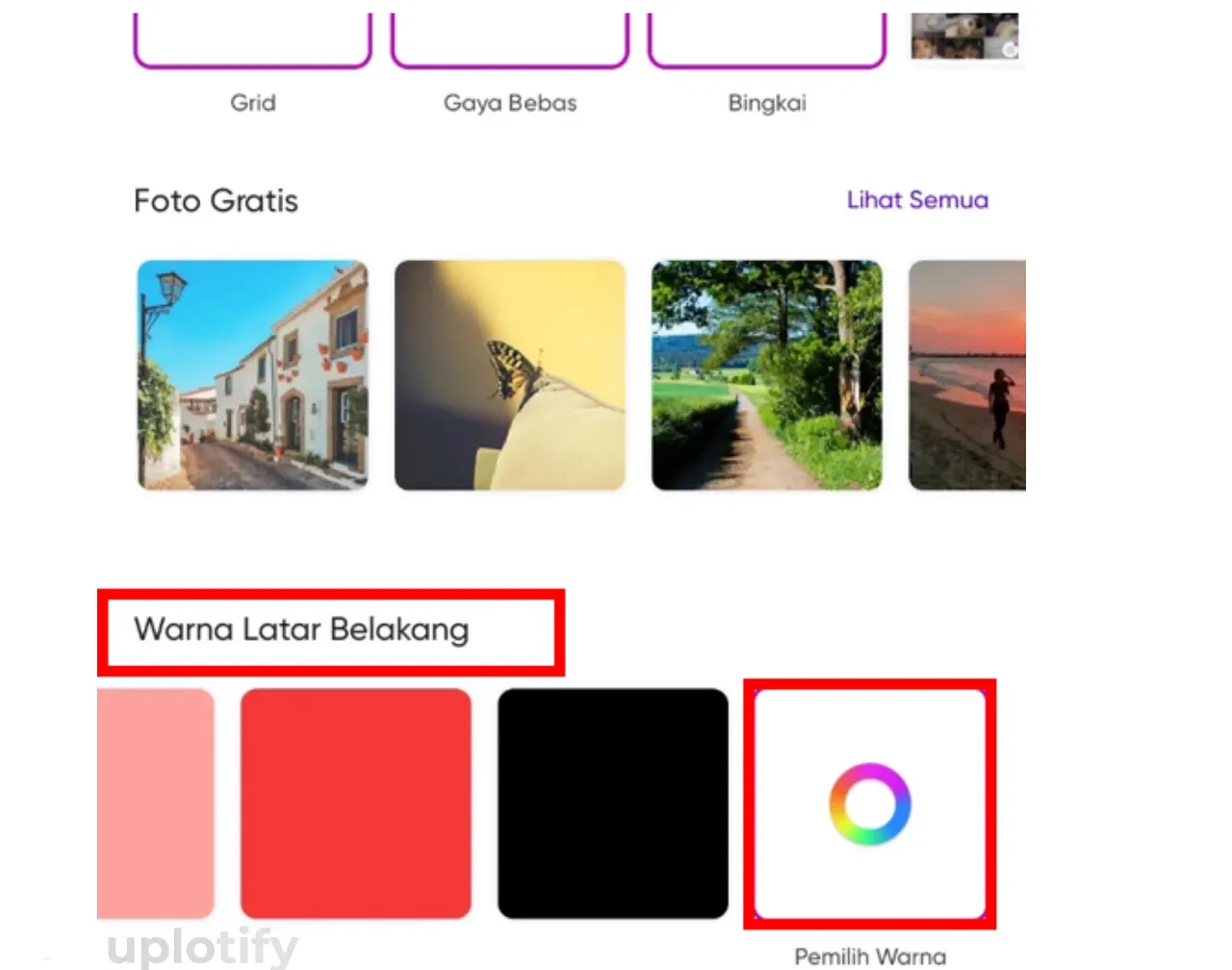 Klik Menu Pemilih Warna