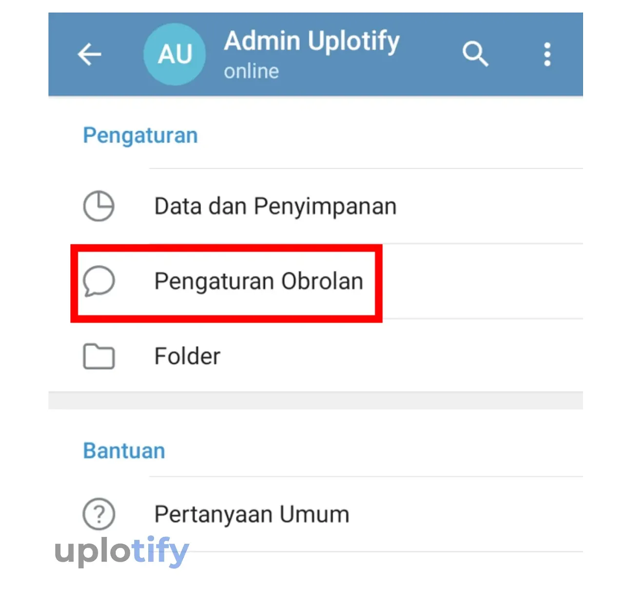 Klik Menu Pengaturan Obrolan