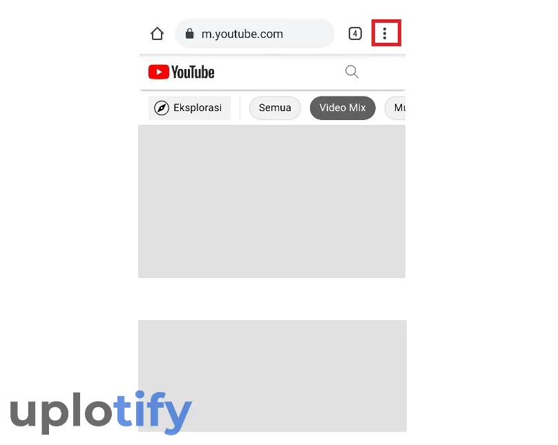 Menu Setelan Youtube di Chrome HP