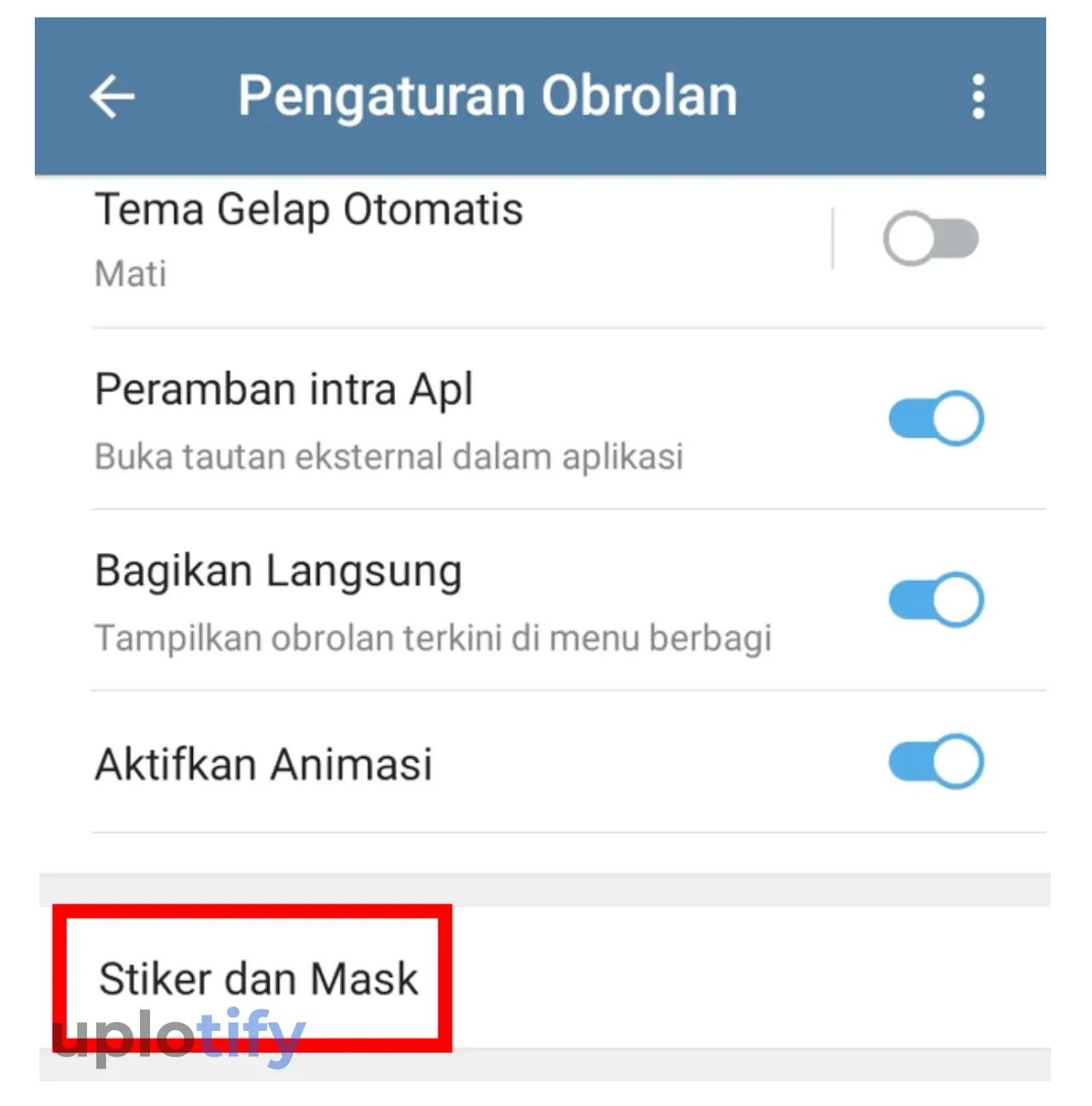 Pilih Menu Stiker dan Mask