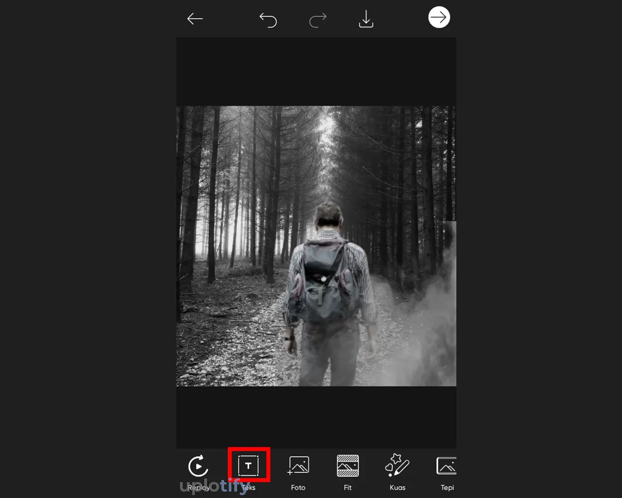 Pilih Menu Teks di PicsArt