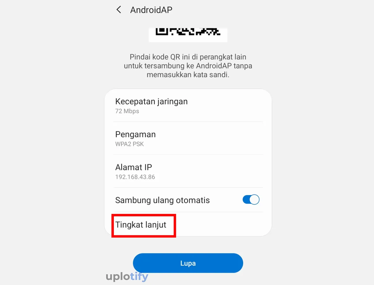 Jalankan Menu Tingkat Lanjut