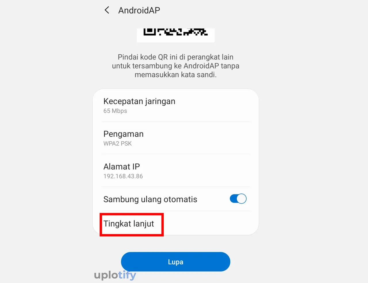 Klik Menu Tingkat Lanjut