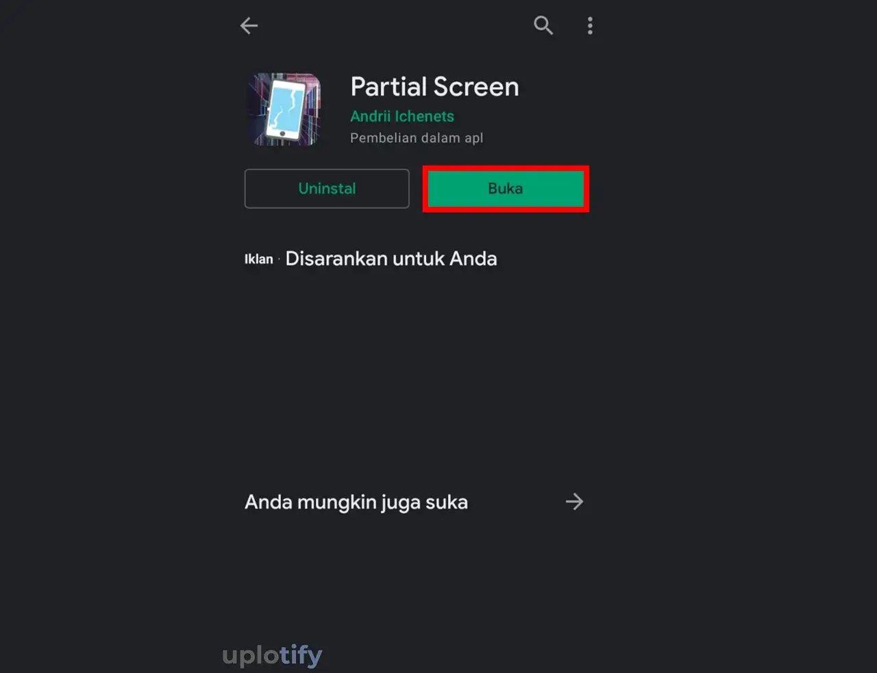 Pasang Aplikasi Partial Screen