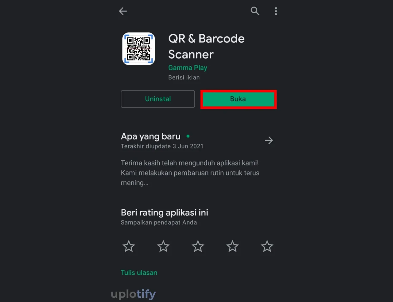 Memakai Aplikasi QR & Barcode Scanner