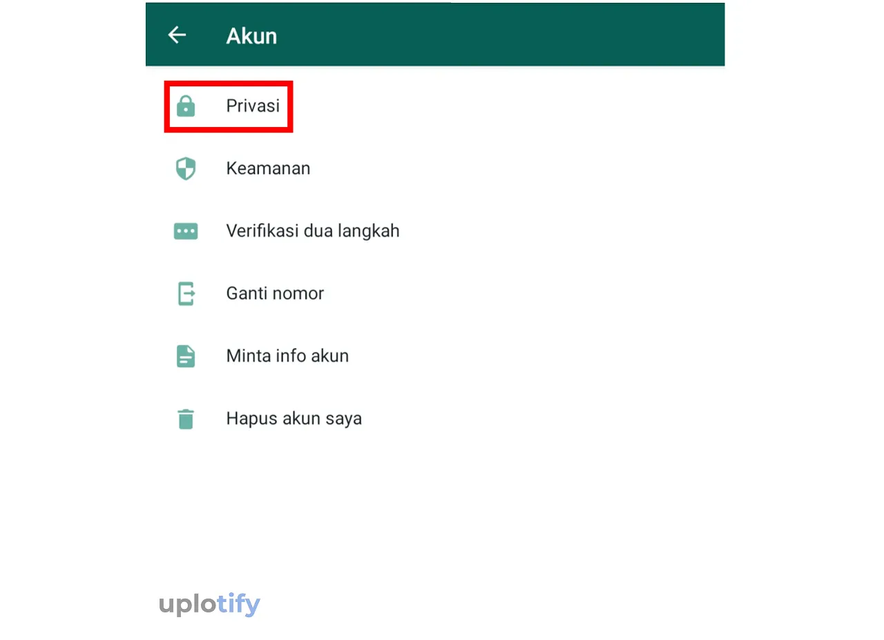 Ketuk Menu Privasi