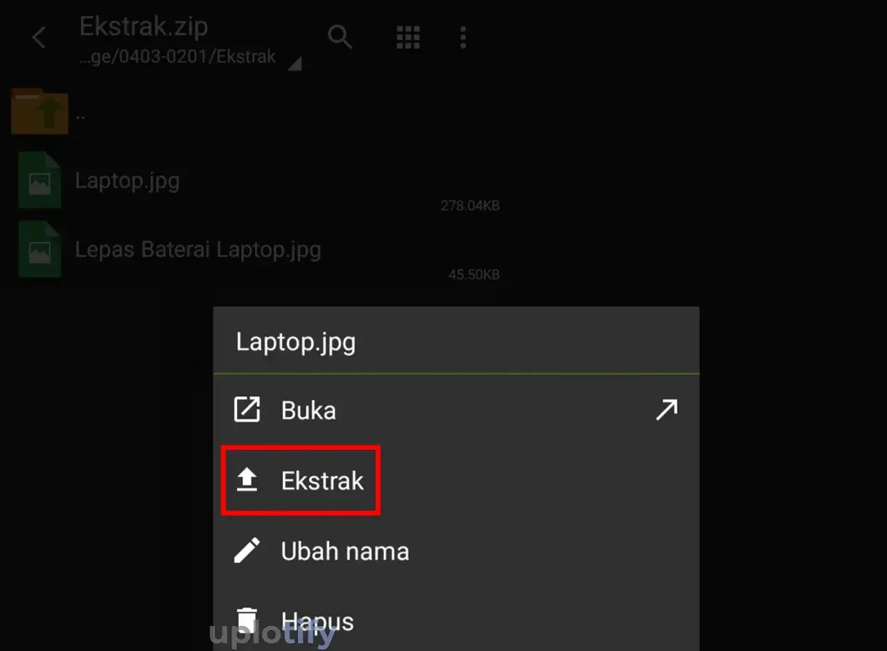 Buka Menu Ekstrak ZArchiver