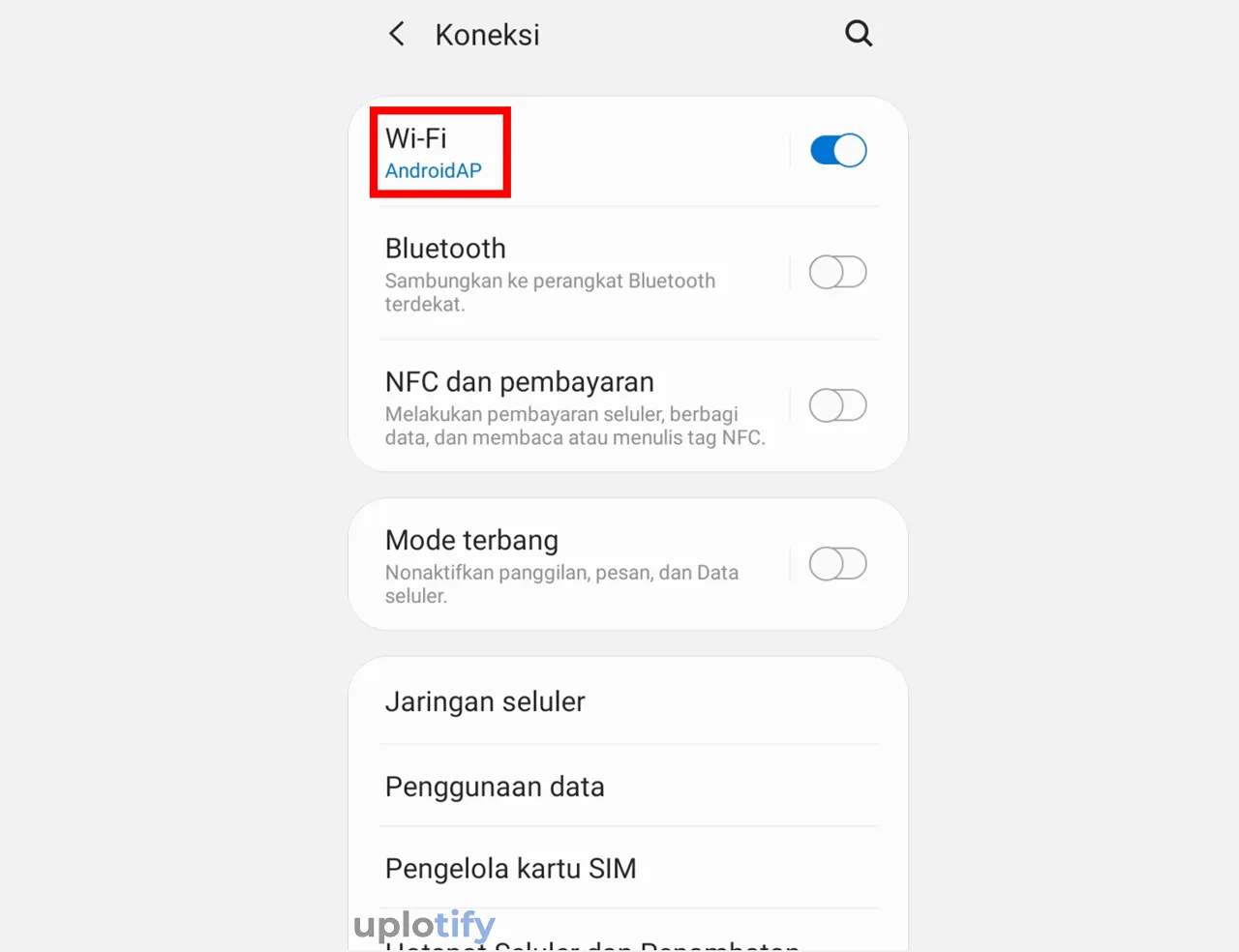 Klik Pengaturan WiFi